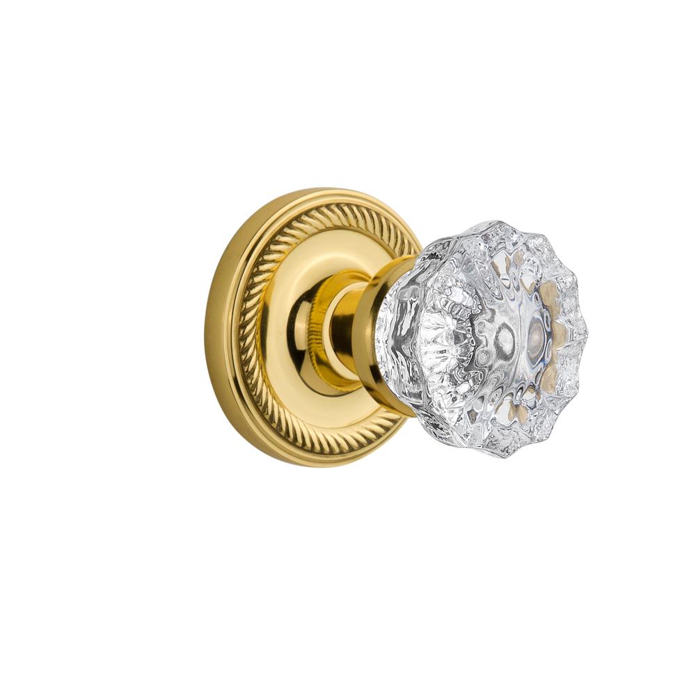 Nostalgic Warehouse ROPCRY Mortise Rope rosette with Crystal Knob in Polished Brass